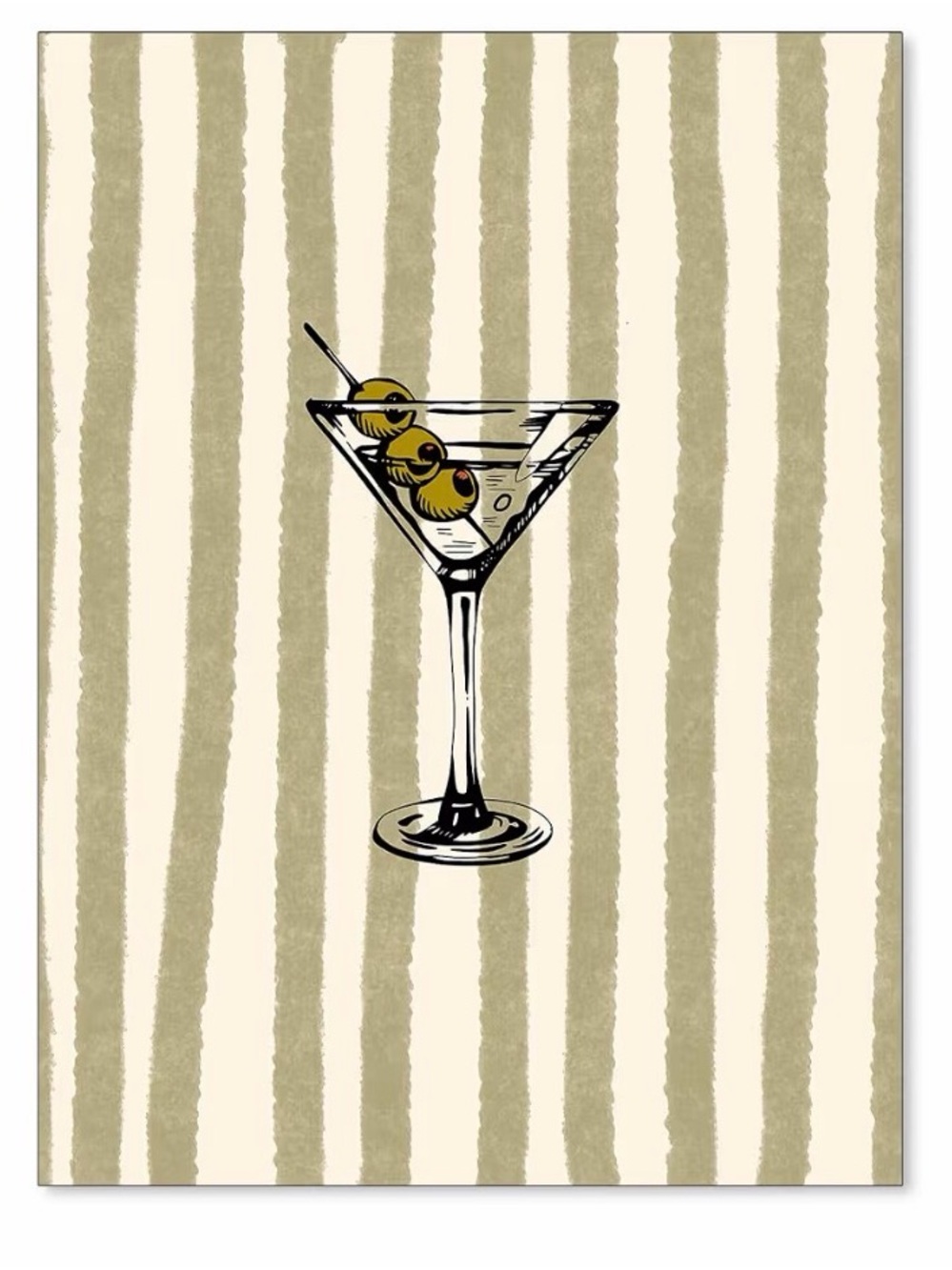 Martini Wall Art - Olive Accent